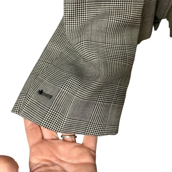 Gianni Versace Plaid Button Front Jacker Black and White Size 54 (XXL) Vintage - Picture 6 of 10